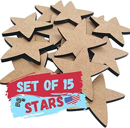 Conjunto de 15, estrelas, estrelas de madeira inacabadas, estrelas dos EUA, estrelas divertidas
