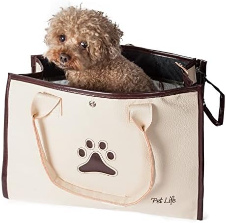 Pet Life Posh Paw Fashion Pet Carrier Purse - Designer Transportador de cães com coleira embutida Securer