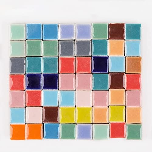 PINUO & KE 200 peças / 200 g Squas Shapes 1x1 cm Mosaico de mosaico de cerâmica CM Tiles para artesanato, peças