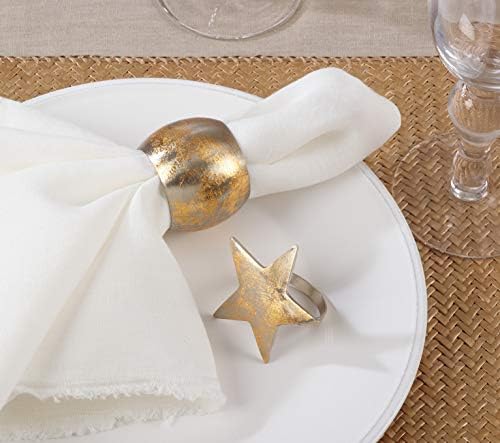Saro Lifestyle Gold Texture Dinner Napkin Rings, 2