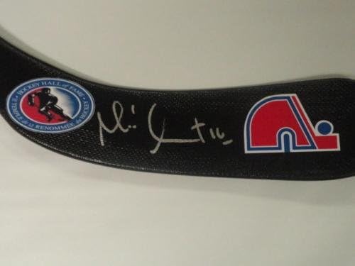 Michel Goulet assinado Hockey Stick Quebec Nordiques Hof CoA autografado - palitos de NHL autografados