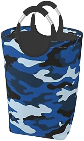 Pacote de roupas sujas de camuflagem azul, dobrável, com alça, adequado para armazenamento de armário