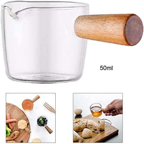CCBUY Mini High Borossilicate Glass Milk Pot com madeira alça de alimentos alimentos para sopa especial Molho de