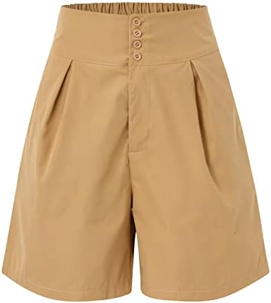 Shorts para mulheres em tamanho de cintura de verão praia cáqui bermuda shorts elásticos de cintura elástica de