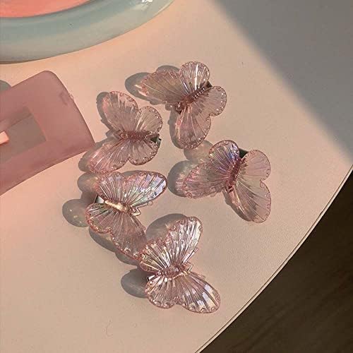 Hairpins coreanos de bybycd 5pcs/conjunto ins estilo clipes laterais de cabelo clipes de borboleta acrílica