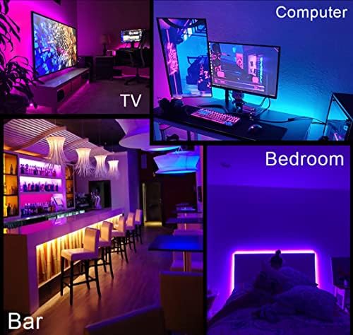 Luz de fundo LED de TV, luzes de tira LED de 16,4 pés de música para 60-80 polegadas TV RGB USB