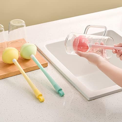 Hemoton Glass Water Garrafas de esponja de limpeza escova de alça de plástico copo de alimentação