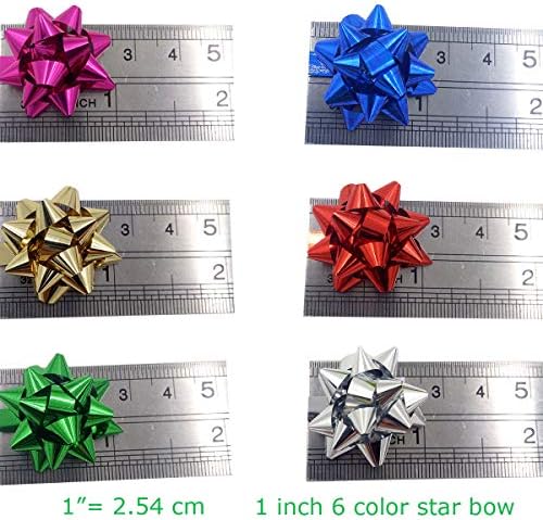 120pcs Mini Gift Bow, 1 polegada de estrela metálica do arco pequeno pequeno em arcos para festas de aniversário