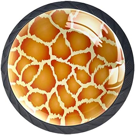 Botões de gaveta de berçário de cerveja botões de cômoda de girafa laranja botões de vidro de cristal 4pcs botões redondos coloridos berçário botões decorativos 1,38 × 1.10in
