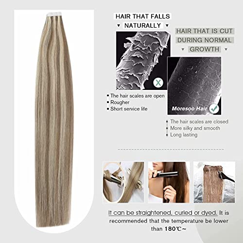 Pacote de fita Total 40 peças - fita morao em extensões de cabelo Remy Extensões invisíveis de 16 polegadas