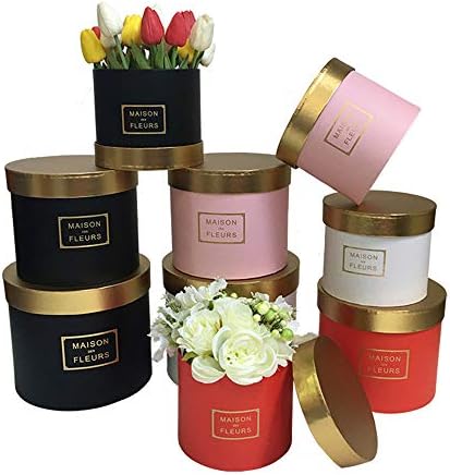 3pcs/conjunto de colorido de ouro Caixa de embalagem de flores redonda 2021 Caixa de presente
