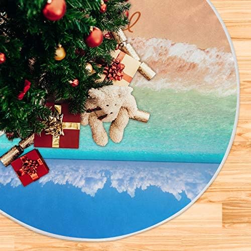 Decoração da saia da árvore de Natal de Alaza, pequena saia de mini -árvore Ornamento de 35,4 polegadas com feliz
