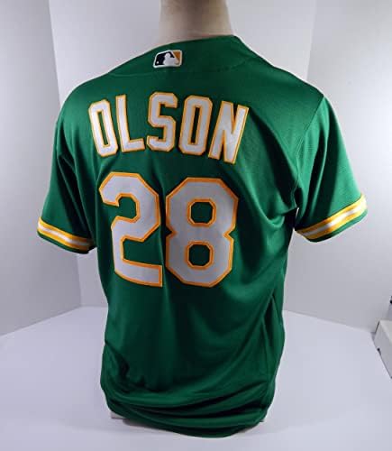 2021 Oakland A's Athletics Matt Olson 28 Game usado Kelly Green Jersey 2 BB 46 7 - Jogo usou camisas da
