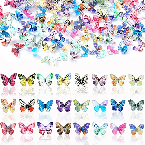 120 PCs 3D acrílico mola de mola encantos de borboleta para unhas 24 cores Summer Butterfly unhas Glitters