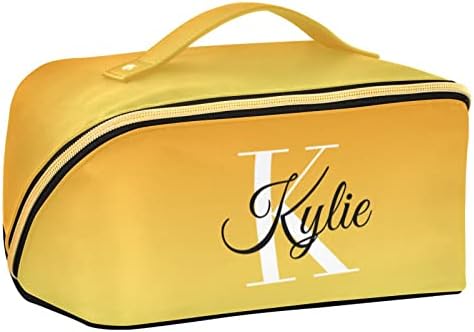 Bolsa de maquiagem personalizada de gradiente amarelo Sinestour para mulheres sacolas de maquiagem