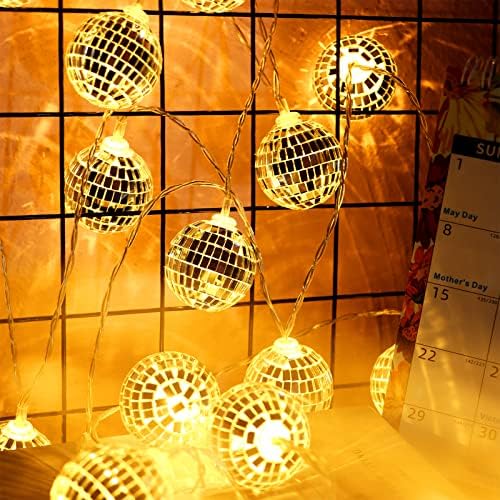 20pcs LED Disco Ball String Lights espelho LED Party Party Glass Ball Light Luz decorativa Flustração com controle