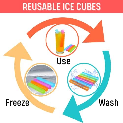 Palitos de cubo de gelo reutilizáveis, palitos de gelo de resfriamento de 8 compasos de pacote de cubos de gelo de plástico para garrafas de água, cubos de gelo congeláveis ​​coloridos para bebidas BPA grátis