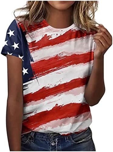 Camisas do Dia da Independência para Mulheres Impressões Graphic Prints Funnyckneck Crewneck Bloups de manga curta 2023 Camisas de moda
