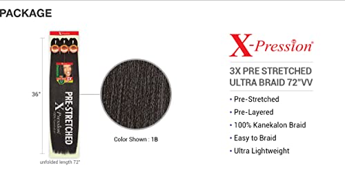 Braids X-Pression Kanekalon 3x pré-estendida Ultra Braid 72
