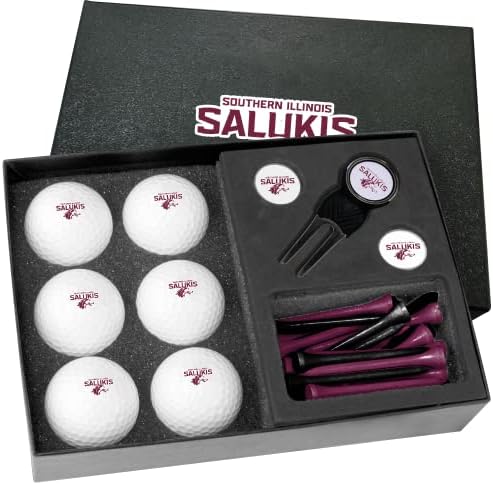Golfballs.com Classic Southern Illinois Salukis Meia dúzia de presentes com ferramenta de Divot - bolas em branco