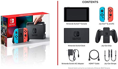 Nintendo Switch 32 GB Console Bundle com Blue Neon e Red Joy-Con e caixa de carregamento para interruptor