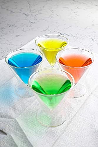 Lemonsoda sem copos de martini - design de paredes duplas com base de anel - bebida suspensa no ar - 8 oz - conjunto de 4