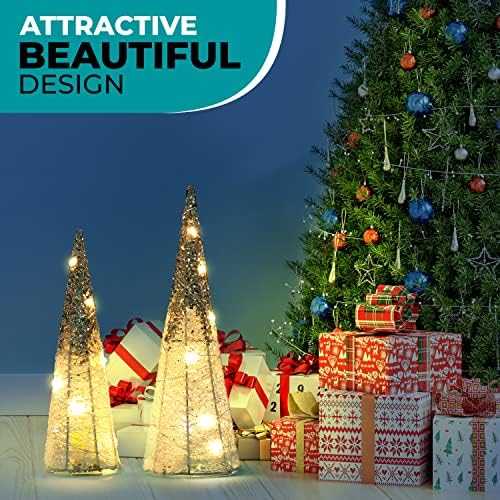 2 PCs Decorações de mesa de Natal iluminadas e rústico conjunto de figuras de rena de Natal de