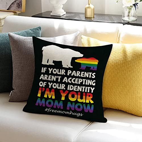 Transgênero pansexual lgbtq gay arco -íris tampa de travesseiro, eu sou sua mãe agora urso de almofada