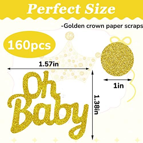 160 peças Confetes de chá de bebê Confetti Glitter Decorações de ouro Decorações de mesa de bebê Crown