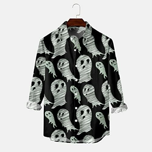 Xxbr Halloween camisas masculinas, rua de manga longa e engraçada de abóbora de abóbora Button Down Down Festumes Designer Shirt