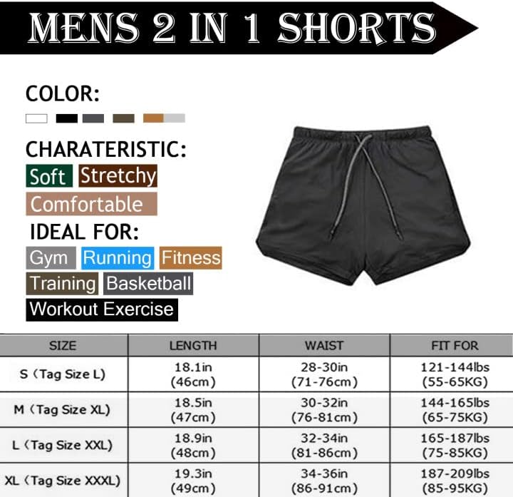 Hanerdun Men 2 em 1 treino, executando shorts atléticos ostentam calças com bolso