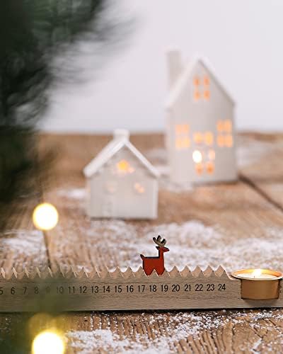 RM Roomers Wood Advent Calendar Countdown para o Natal 2022, Calendário de Advento Reutilizável, Decoração de