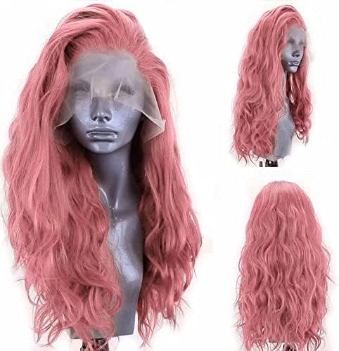 XZGDEN Pink Lace Front Wigs for Women Free Part Body onda longa peruca longa pré -arrancada glueless