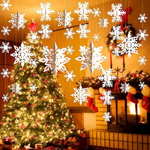 Oliker 36pcs 3d natal pendurado decorações de floco de neve para abastecimento de festas de ano novo