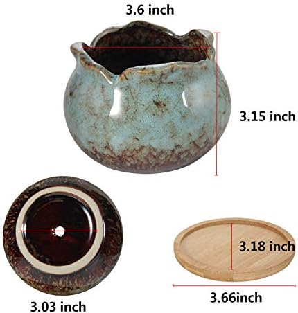 Laerjin Potes suculentos, vasos de plantas de cerâmica de 4 polegadas e orifício de drenagem
