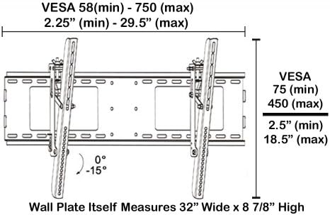 Suporte de montagem de parede de inclinação/inclinação ajustável preto para Sony Bravia KDL-55BX520/KDL55BX520