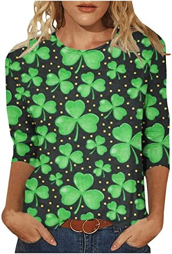 Camisas do Dia de Saint Patricks Mulheres 3/4 Manga Irlanda Tops