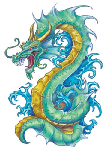 Tatuagens temporárias de dragões de fantasia, conjunto de 10 tatuagens coloridas de dragão
