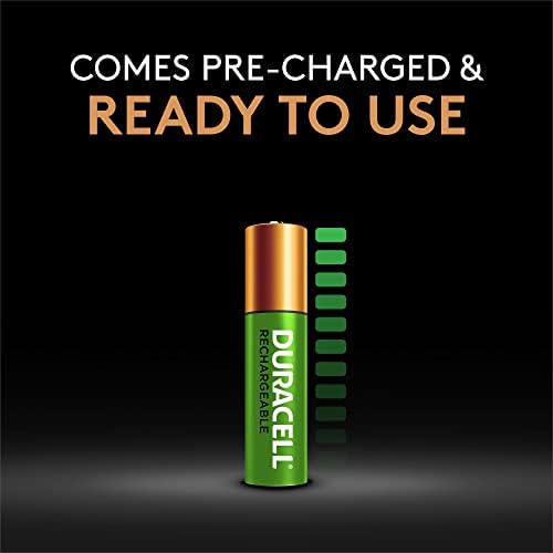 Baterias AA recarregáveis ​​de Duracell, 12 pacote de contagem, dobrar uma bateria para energia duradoura,
