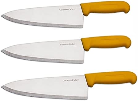 Conta de talheres de 8 Chef comercial / faca de cozinheiro - alça de fibrox amarelo - Razor Sharp