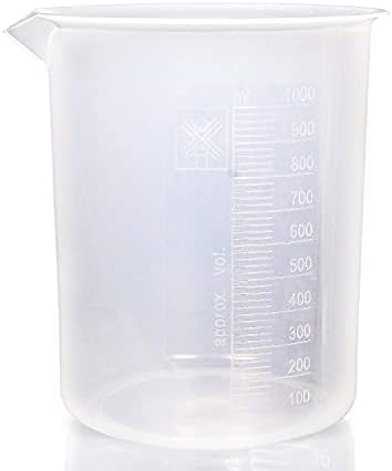 Biço de plástico Supertek 1000ml, copo de polipropileno de alta clareza conjunto com graduações elevadas, pacote
