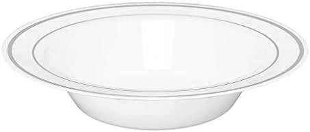 Tigelas de sopa de plástico - 7,5 | aparado | Pacote de prata branca |