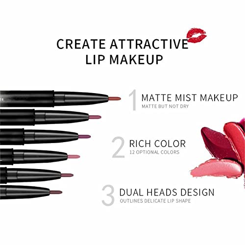 Lipstick Kissio, Liner e Conjunto de batom, lápis 2-em-1, batom fosco, pigmentação e longa duração, não seco,
