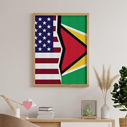 Kits de pintura de diamante decorativos da bandeira americana e da Guiana