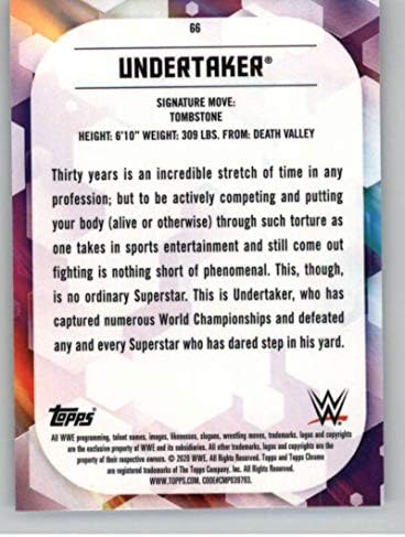 2020 Topps Chrome WWE 66 Undertaker WWE Wrestling Trading Card