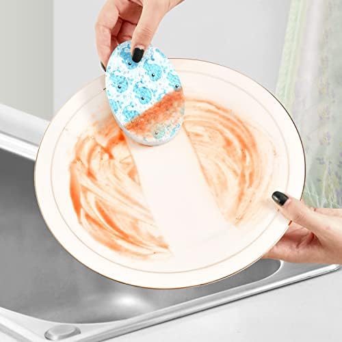 3pcs esfrega esponjas de baleia azul esponja de prato de baleia para limpar o banheiro da cozinha
