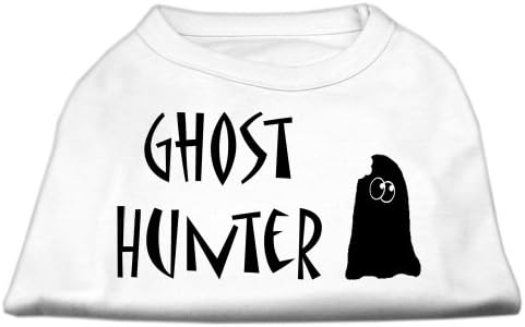 Camisa impressa em tela de caçador fantasma branco com letras pretas xl