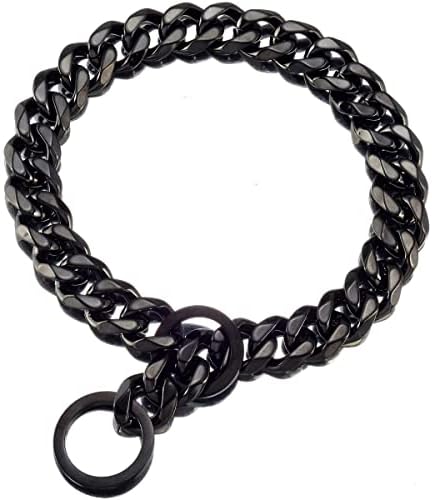 Wowsweet Dog Walking Metal Chain Collar 15mm preto aço inoxidável colar de cachorro de aço inoxidável