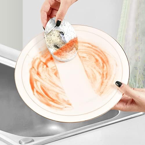 Pnyoin Golden Retriever Dog com esponjas de limpeza de cozinha de borboleta, 3 embalagem de prato não arranhado esponjas de esponjas duplas para lavar louça para casa e banheiro