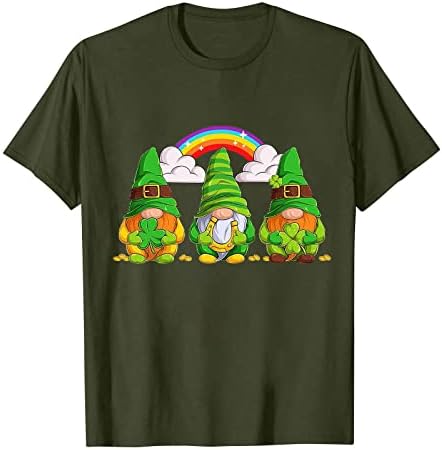 Dia de São Patrício Três Gnomos segurando Shamrock Gnome Rainbow Camise